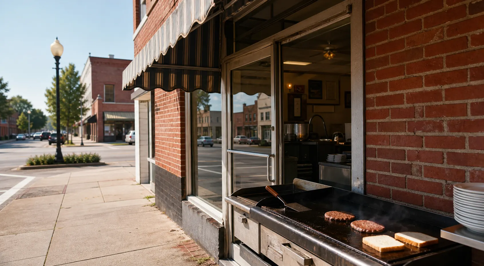 Small downtown Salisbury brick lunch counter storefront